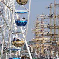 3350_3606 Riesenrad auf dem Hamburger Volksfest, dem Hafengeburtstag. | Hafengeburtstag Hamburg - groesstes Hafenfest der Welt